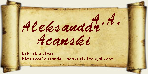 Aleksandar Ačanski vizit kartica